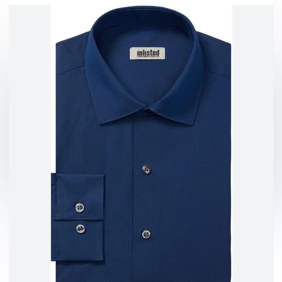 Unlisted by Kenneth Cole Blue Button-down Dress Shirt Slim Fit Size L - Picture 3 of 12